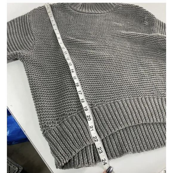 Parker Sweater Womens Medium Gray Chunky Knit Mock Neck Ribbed - Picture 10 of 11
